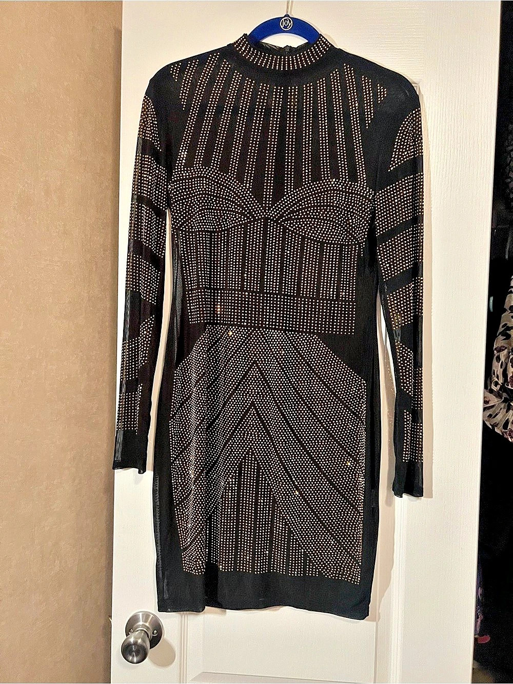 Black & Gold Geometric Mini Dress Size XL Like New